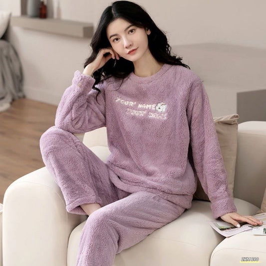 Fleece Long Sleeve Pajama Suit Amethyst Purple