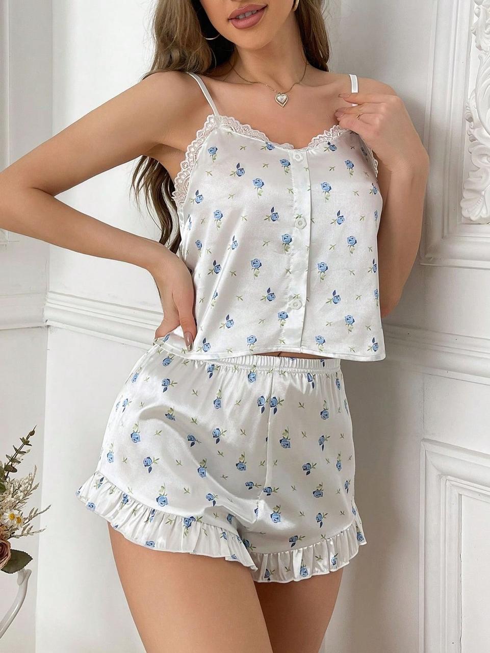 Sajiero Cami Sets - Satin Floral