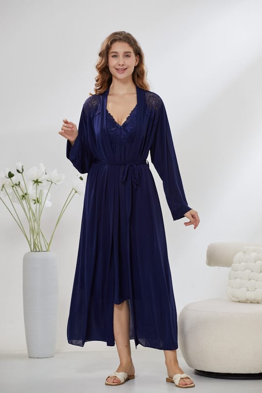 4-Piece Satin Nightwear Set - Rosvian Purple