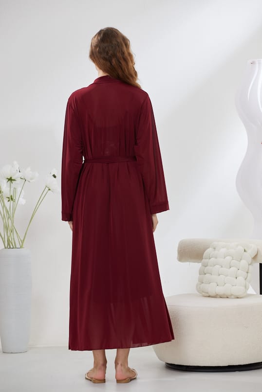 4-Piece Satin Nightwear Set - Rosvian Maroon