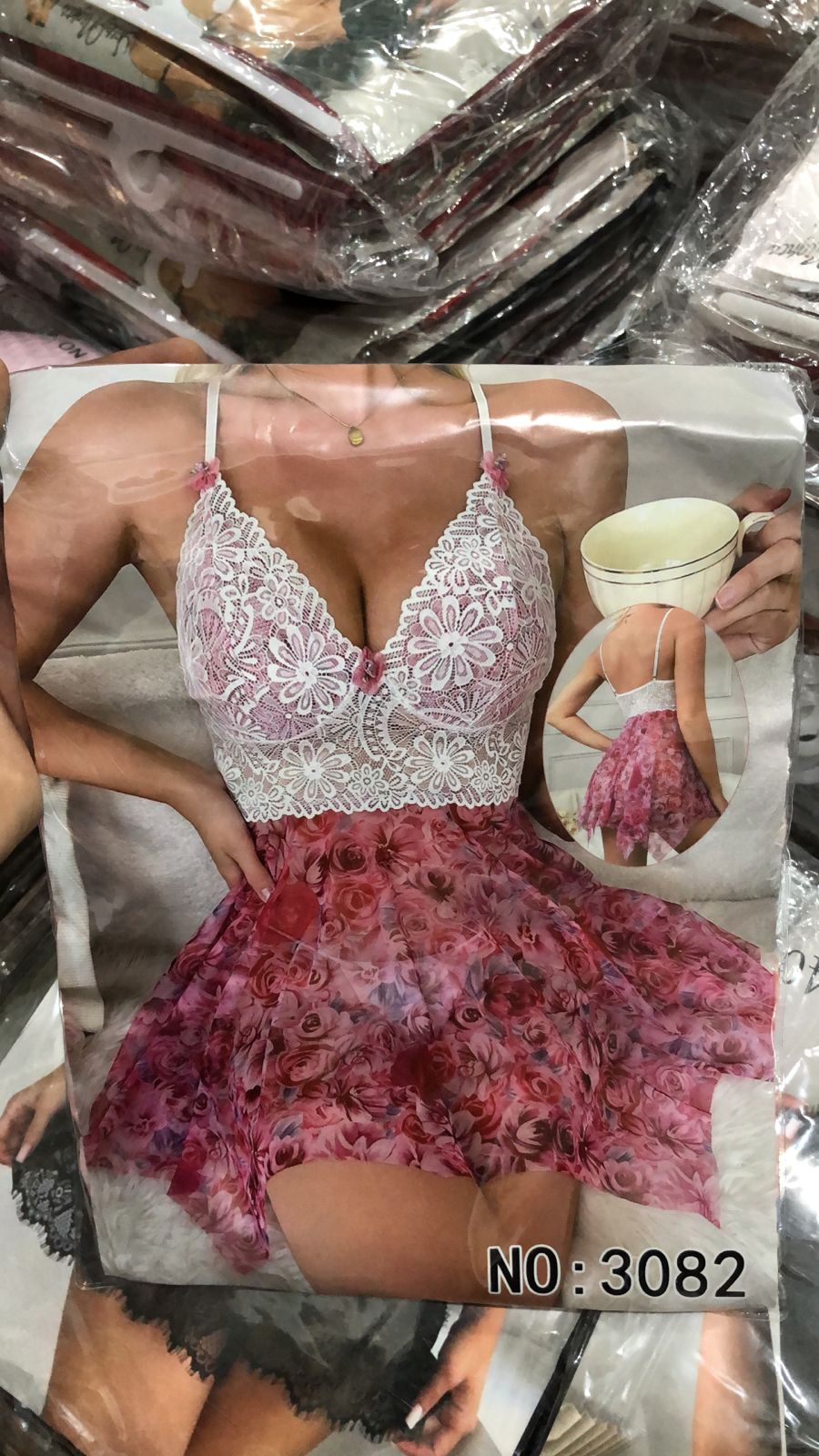 Babydoll Lingerie - Florelle -  Pink