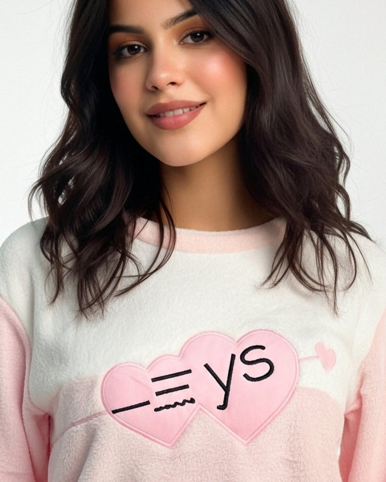 Fleece Pajama Suit - Pink Cloud