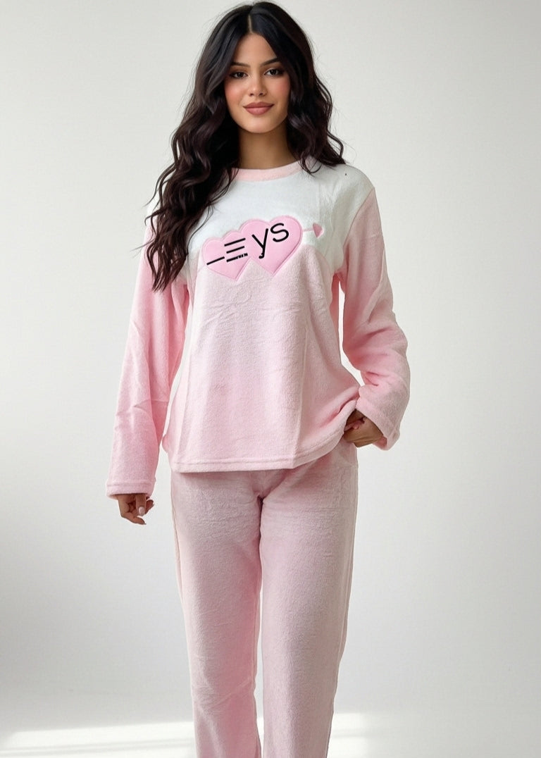 Fleece Pajama Suit - Pink Cloud