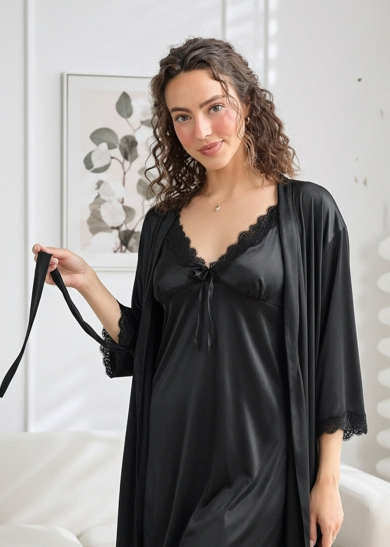 Gown Set - Sera Silk - Black