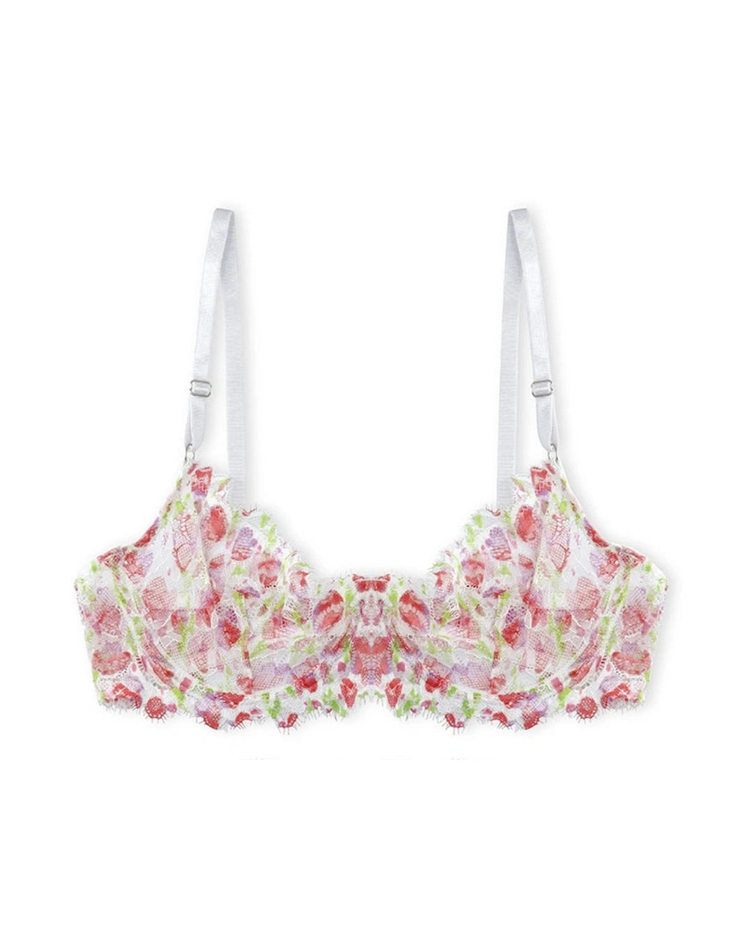 White Floral Non Padded Bra and Panty Set