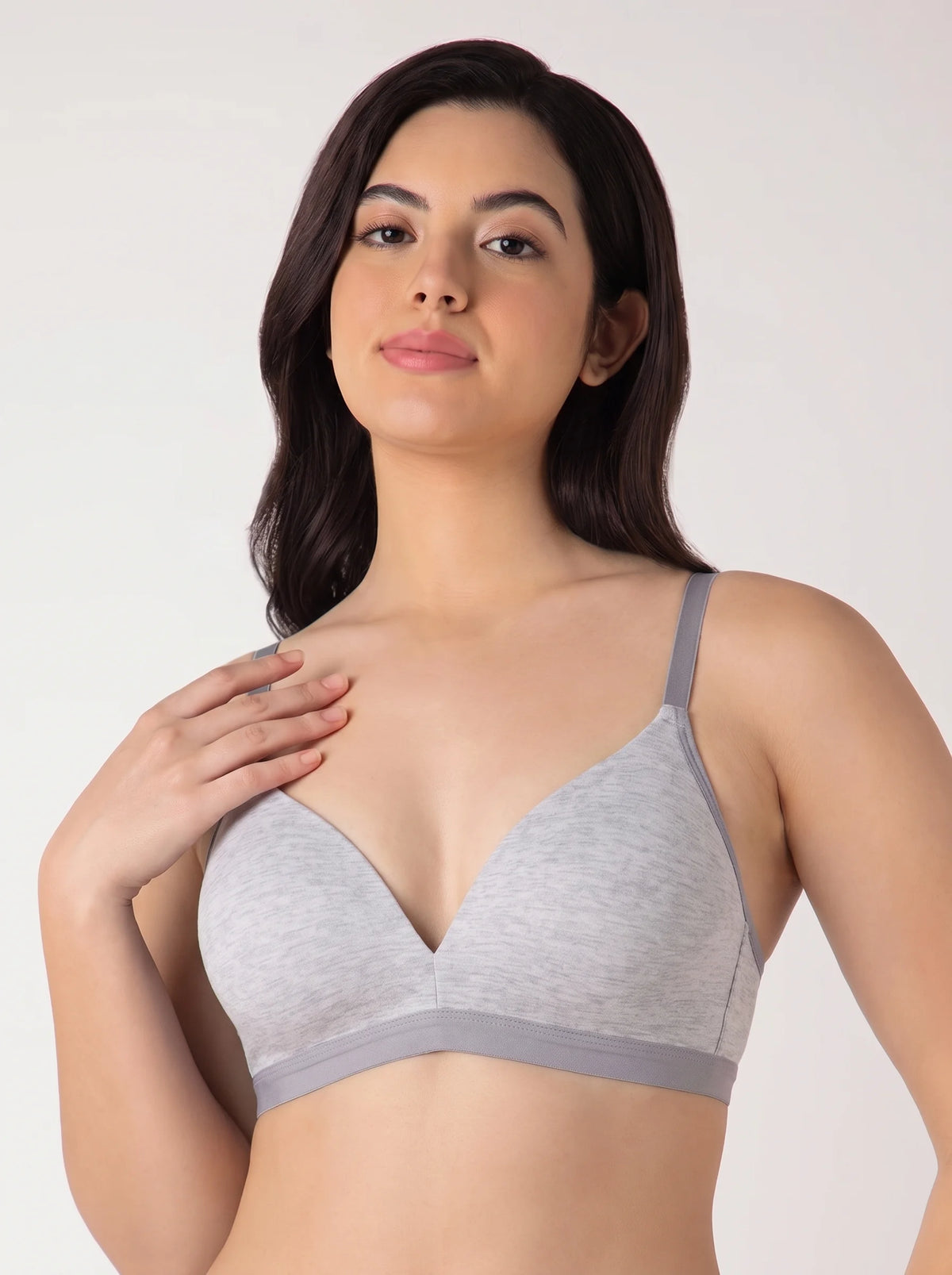 Light Padded Non-Wired T-Shirt Bra - Zenora - Grey