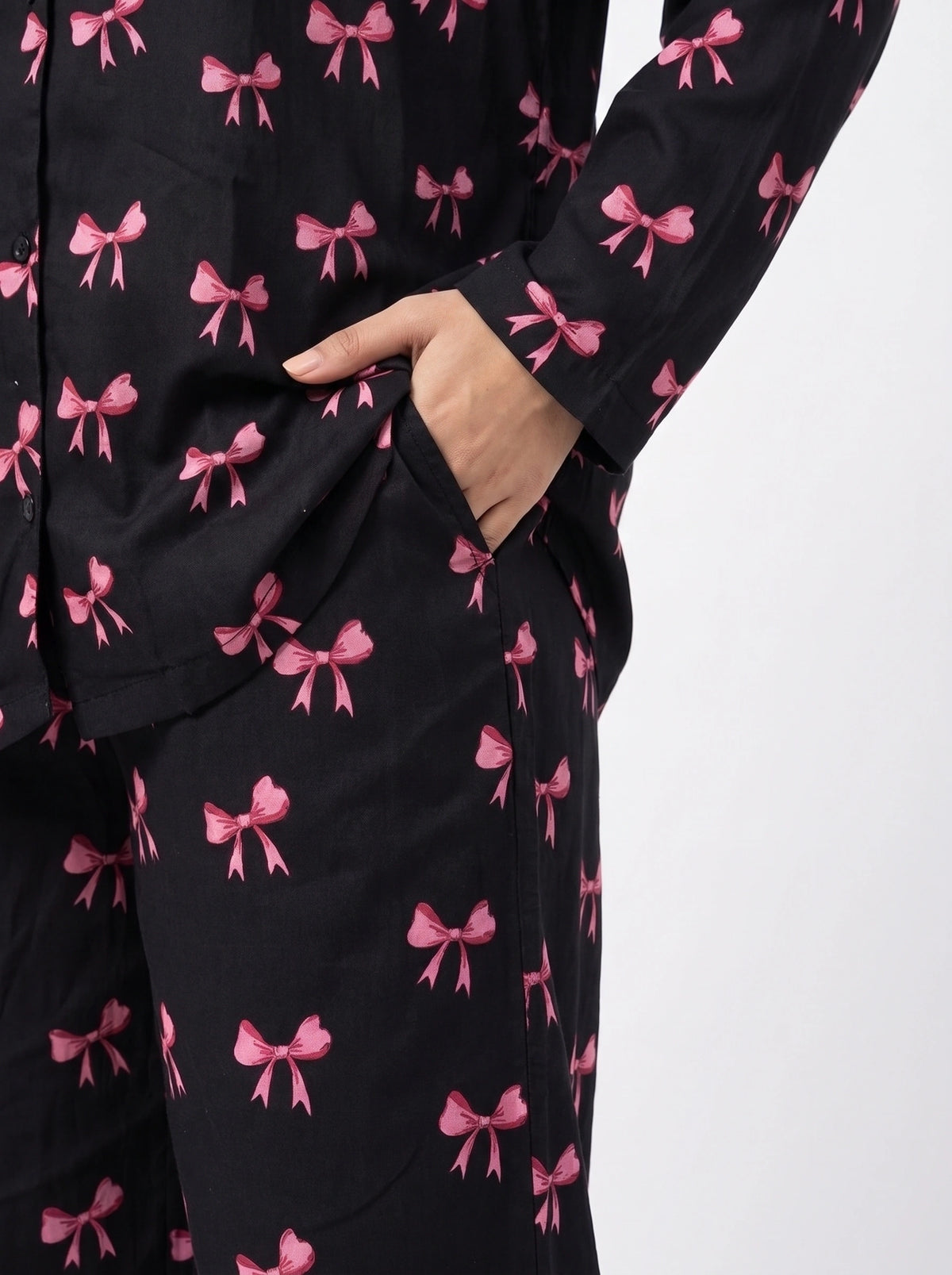 Linen Oversized PJ Set - Bow Bliss