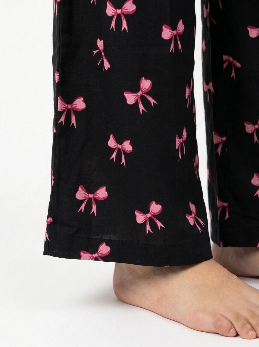 Linen Oversized PJ Set - Bow Bliss