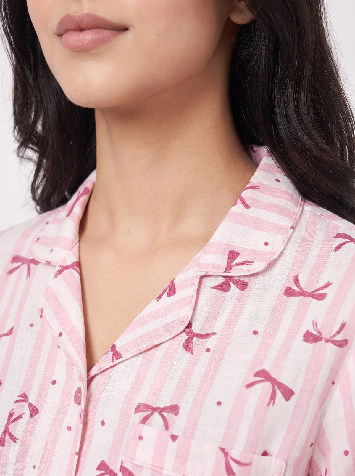 Linen PJ Set - Bow Stripe