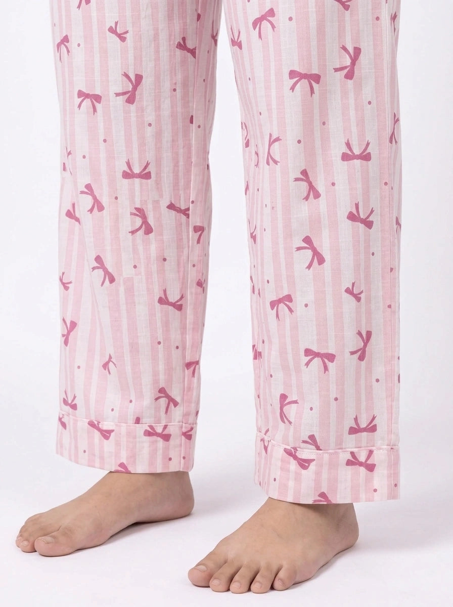Linen PJ Set - Bow Stripe