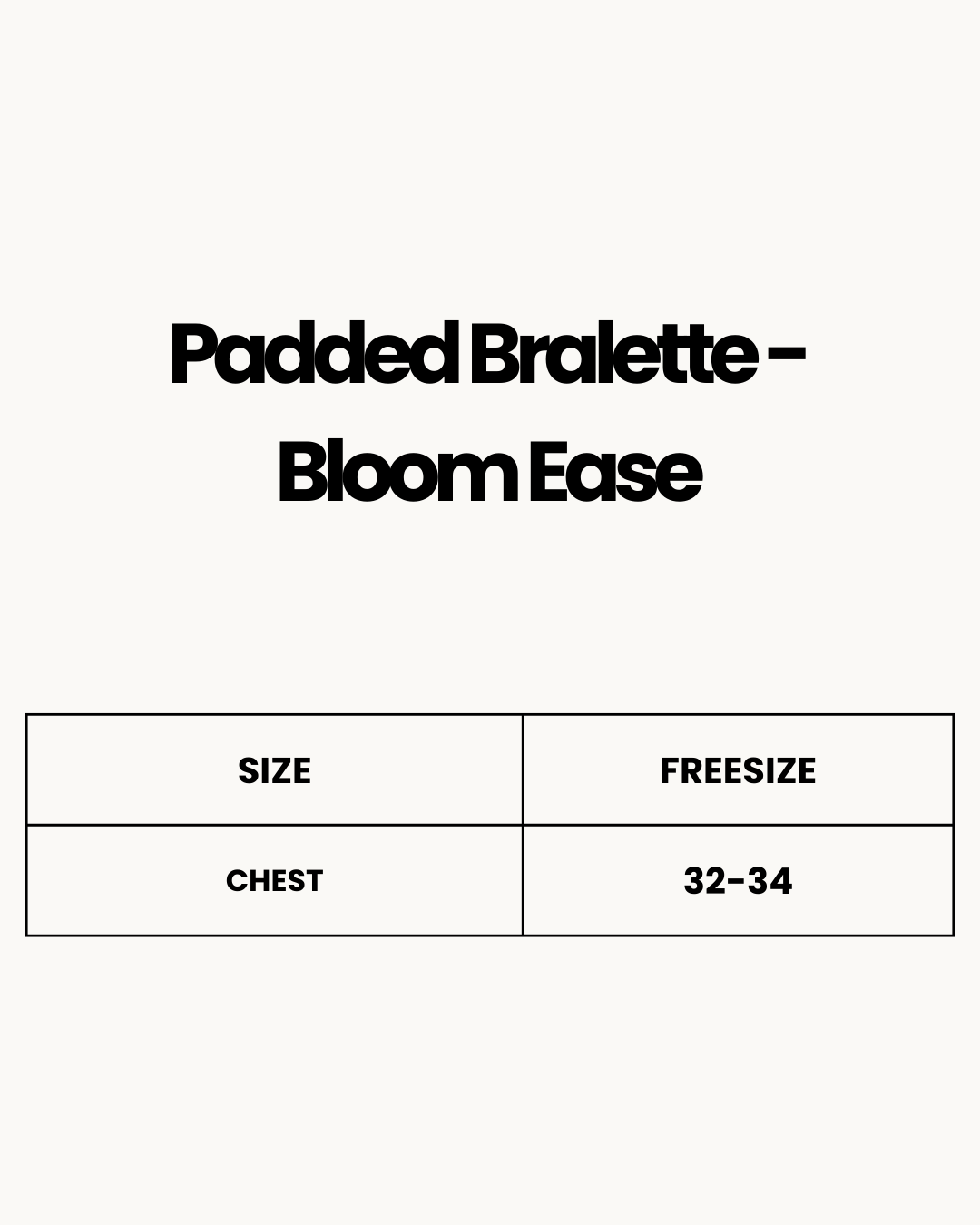 Size Chart for Padded Bralette - Bloom Ease