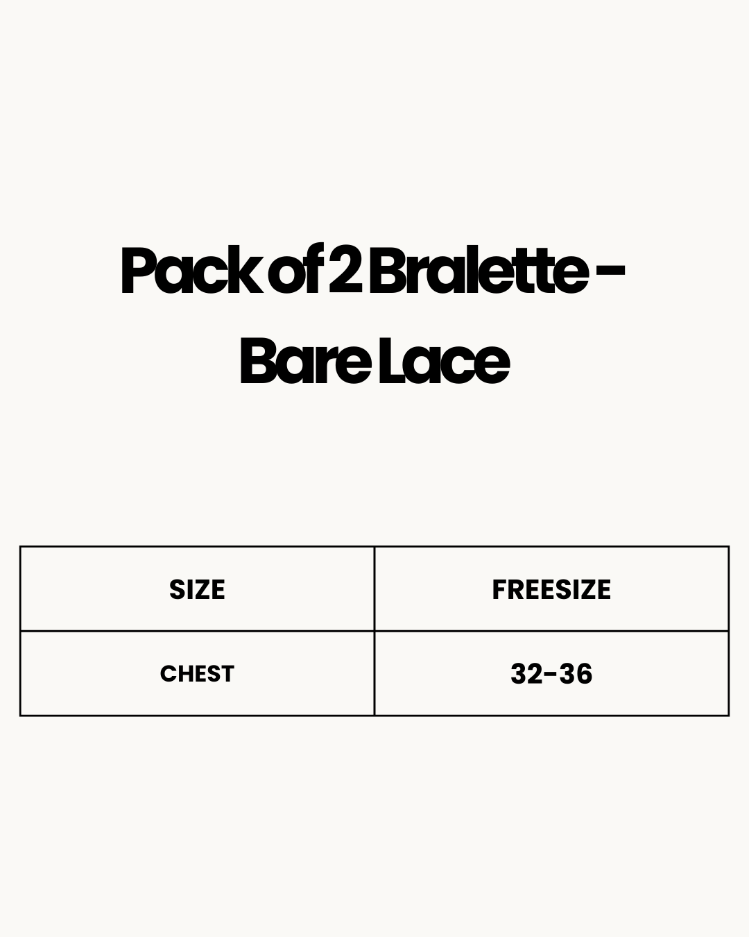 Size Chart for Pack of 2 Bralette - Bare Lace