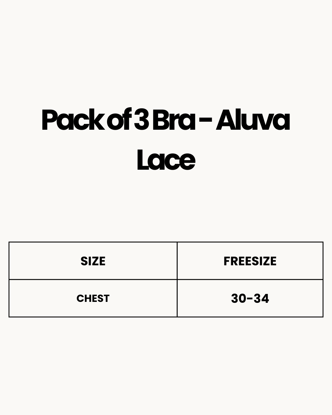 Size Chart for Pack of 3 Bra - Aluva Lace