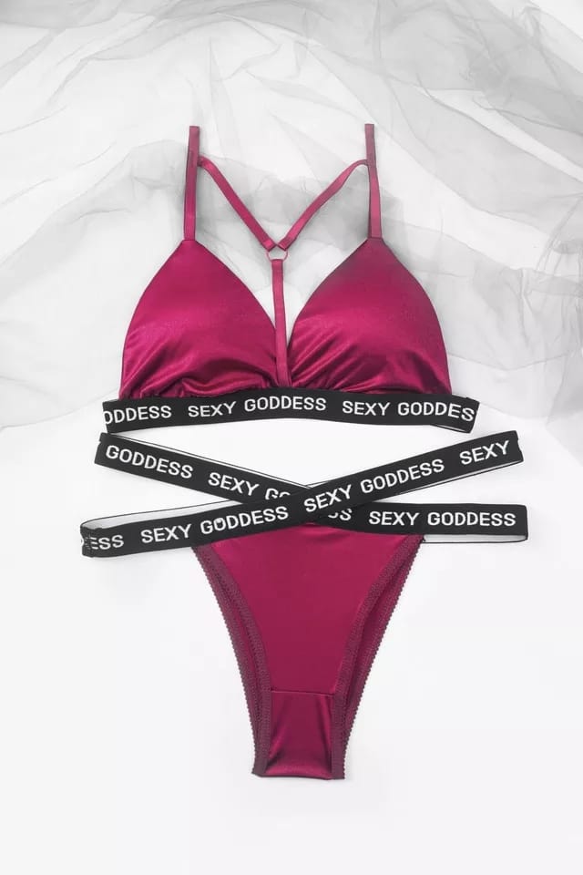Sajiero Brief Bralette Bikini Set purple color top quality b ra price in pakistan
