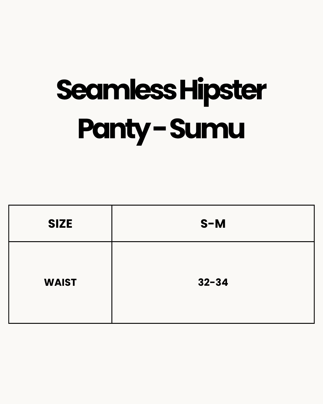 Size Chart for Seamless Hipster Panty - Sumu