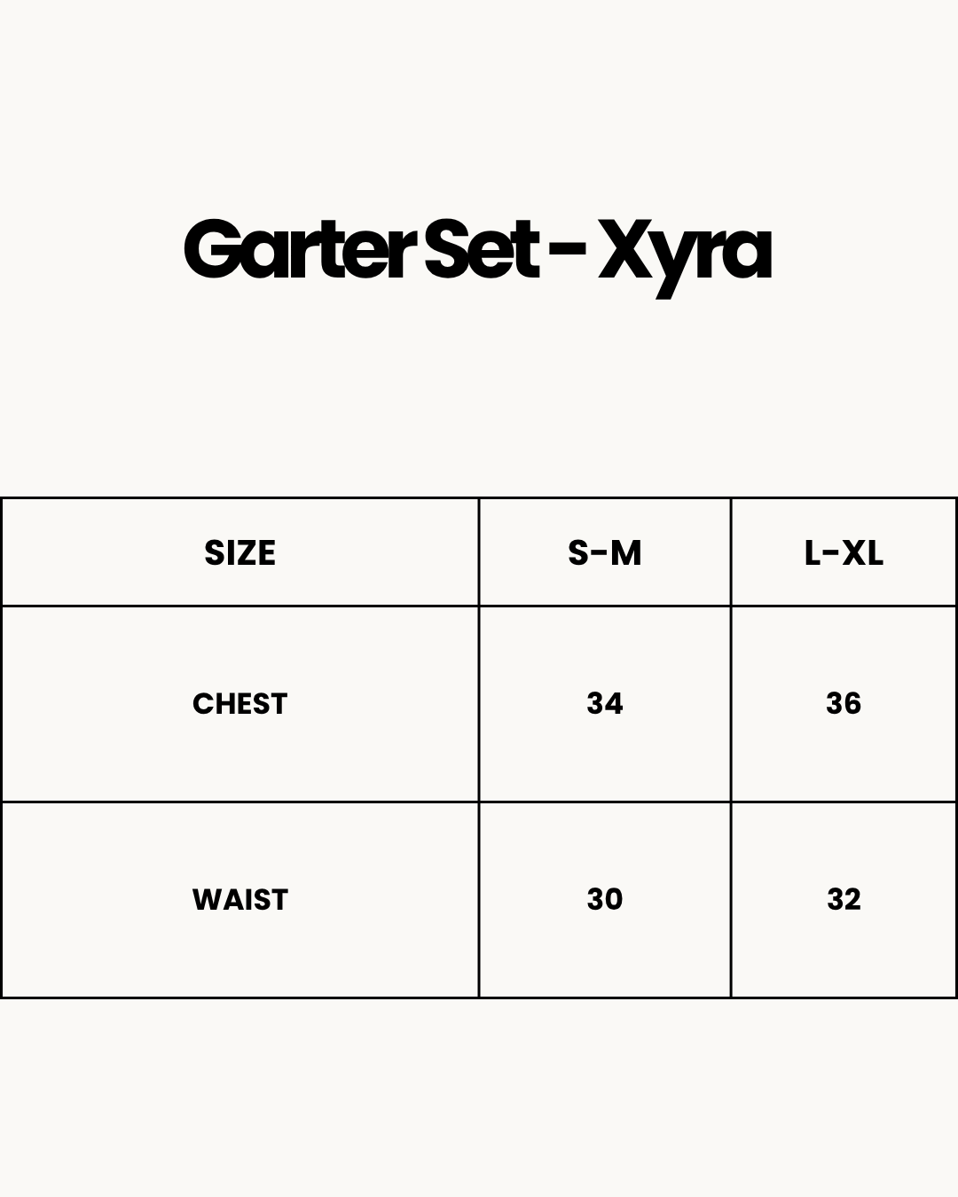 Size Chart for Garter Set - Xyra - White