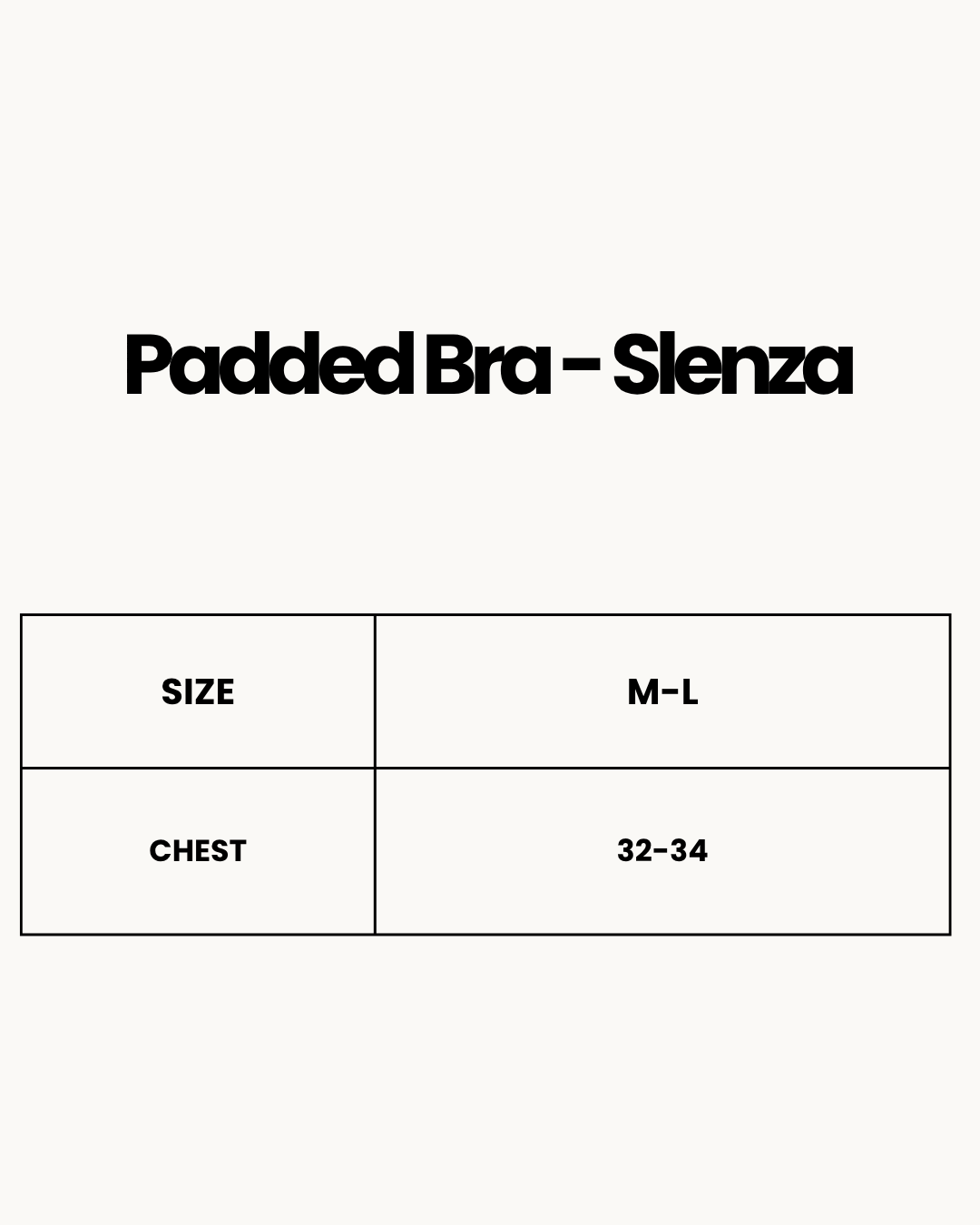 Size Chart for Padded Bra - Slenza Yellow