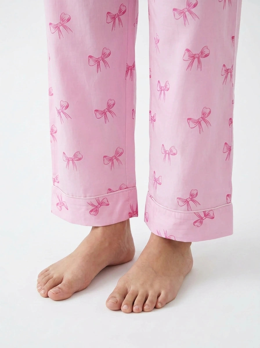 Linen PJ Set - Candy Bow