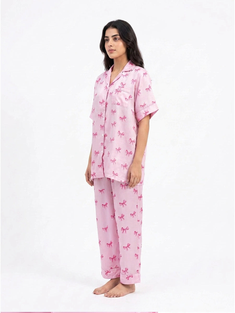 Linen PJ Set - Candy Bow