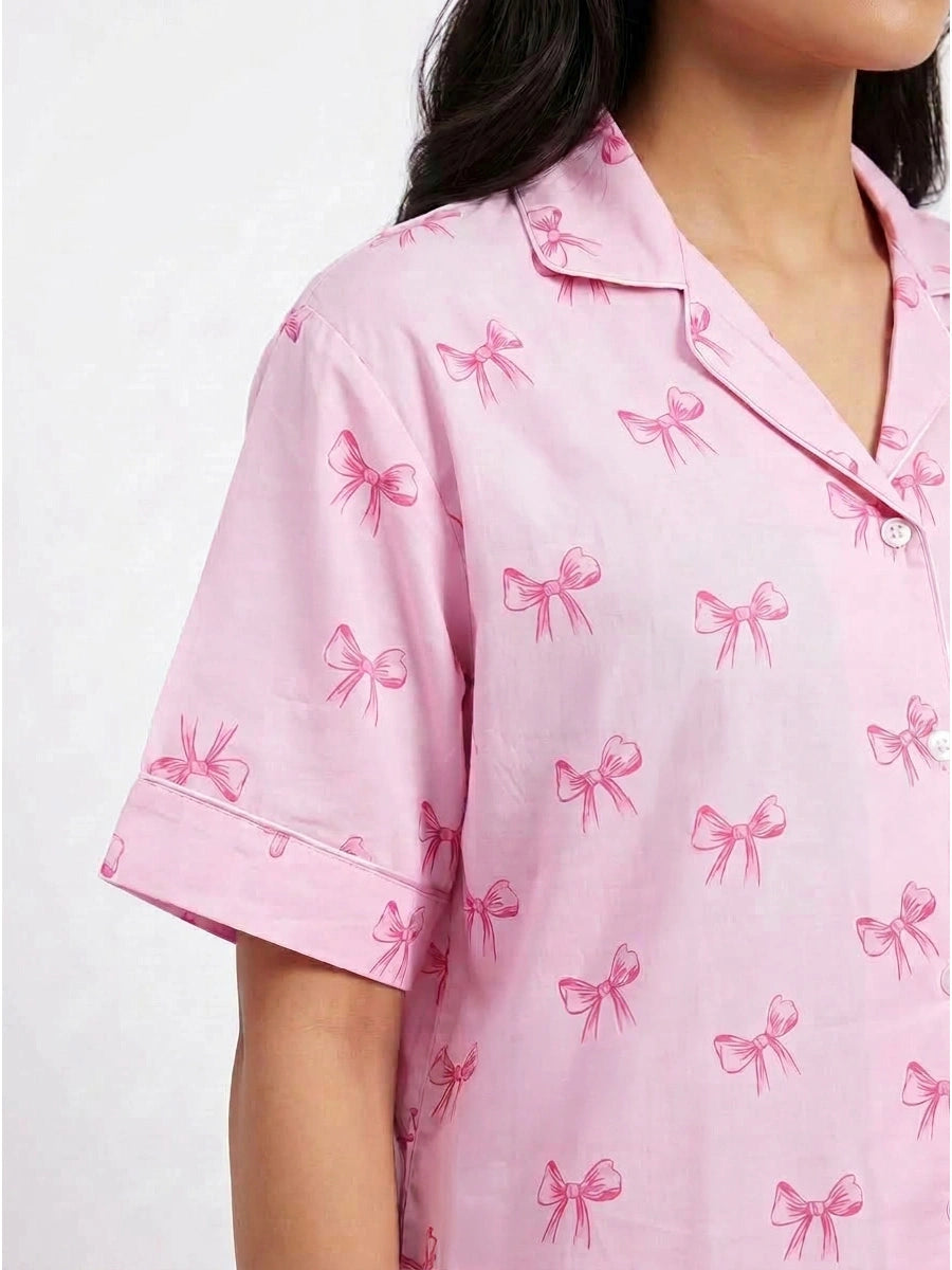 Linen PJ Set - Candy Bow