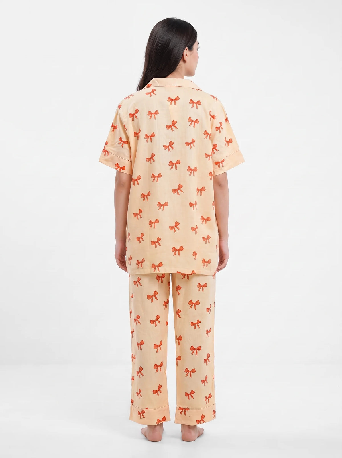 Linen PJ Set - Caramel Bow
