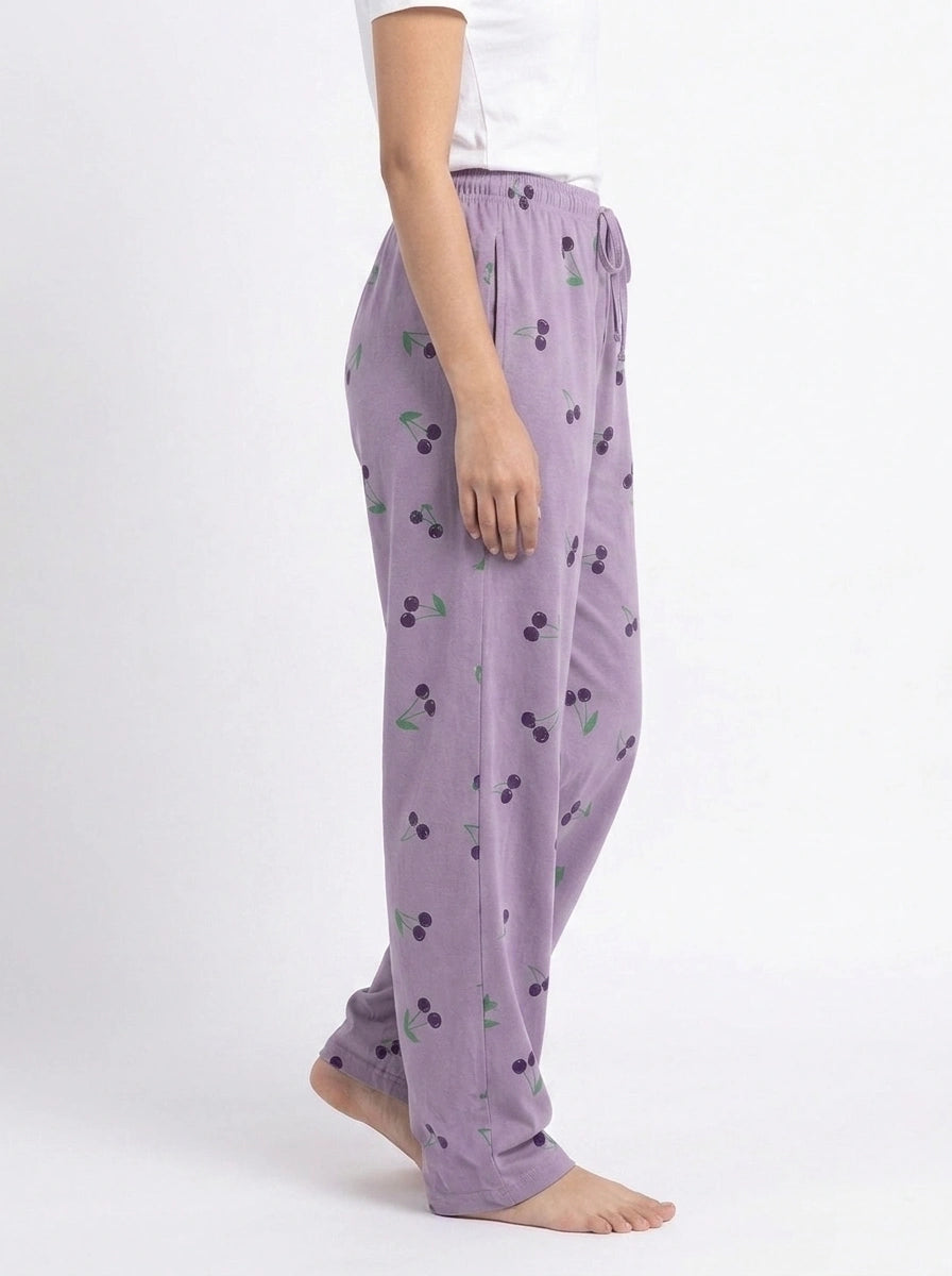 Cotton Trouser - Cherry Daze - Purple