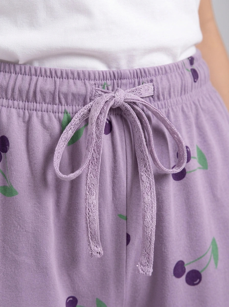 Cotton Trouser - Cherry Daze - Purple