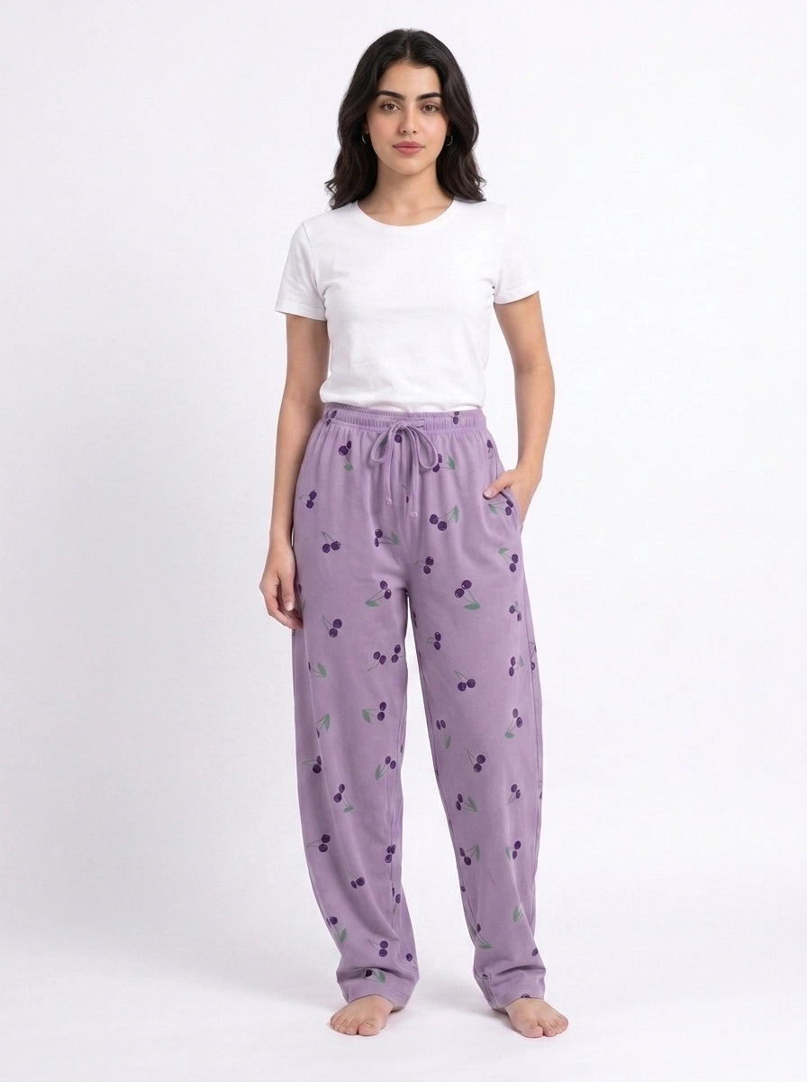 Cotton Trouser - Cherry Daze - Purple