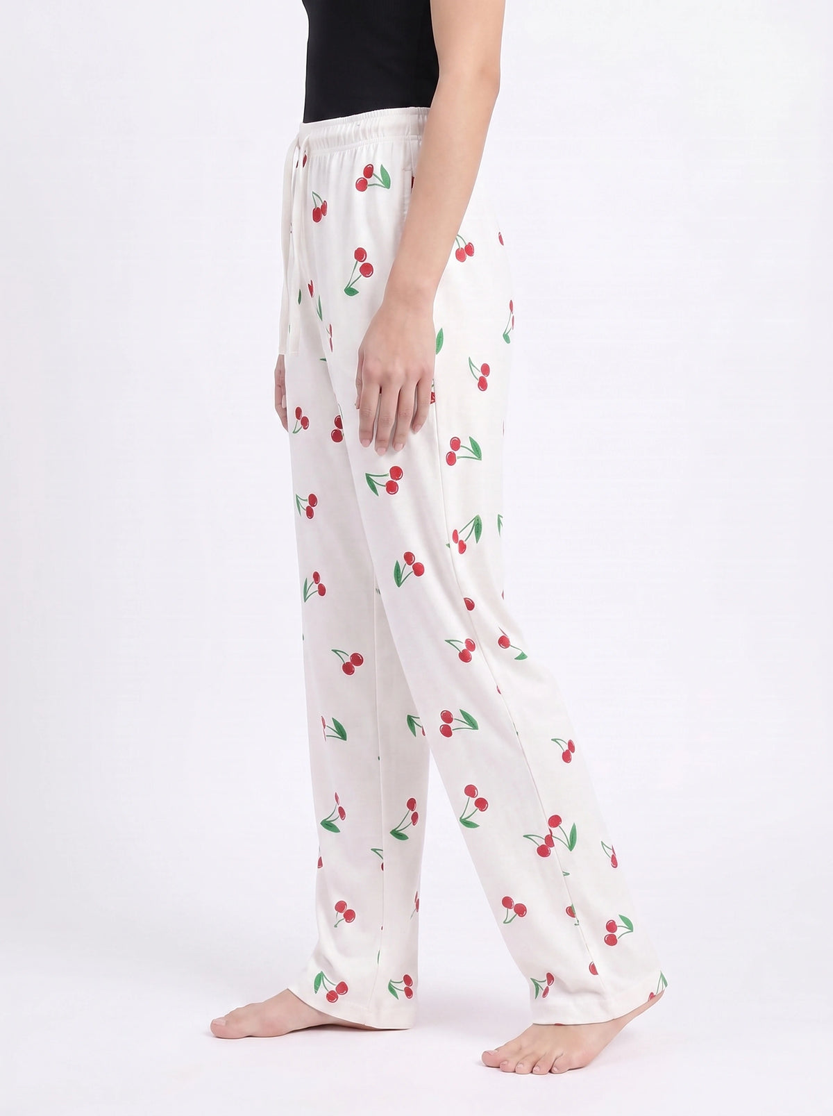 Cotton Trouser - Cherry Daze - White