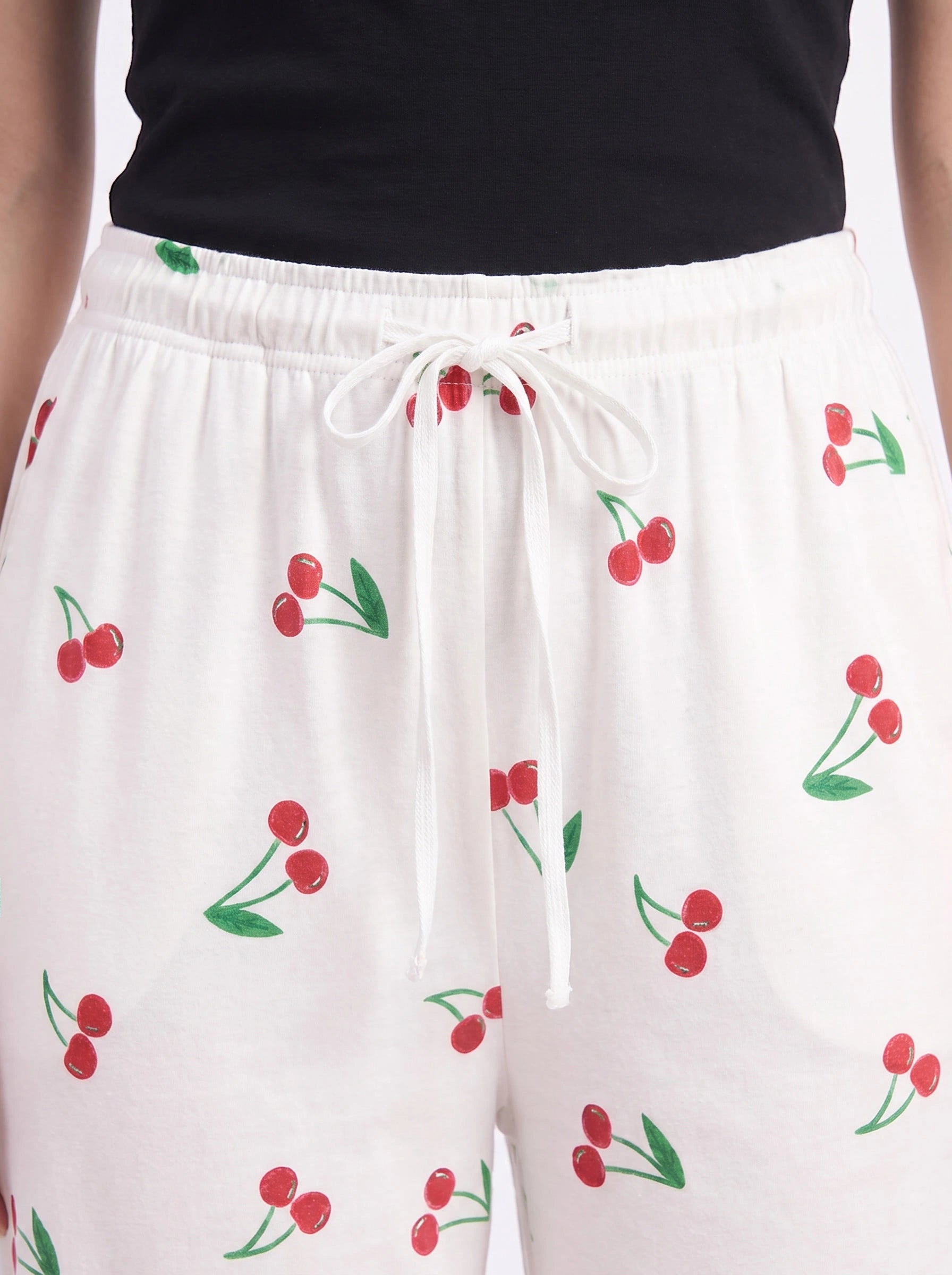 Cotton Trouser - Cherry Daze - White