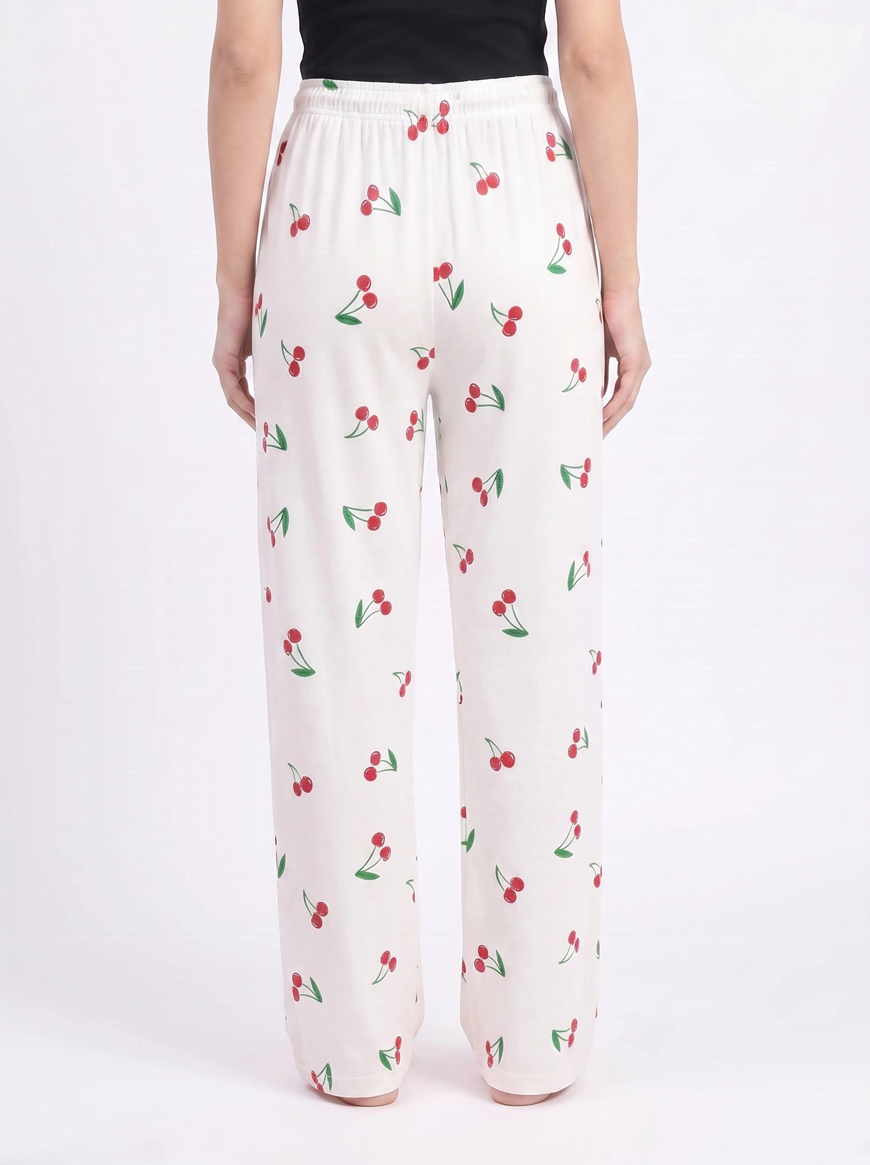 Cotton Trouser - Cherry Daze - White