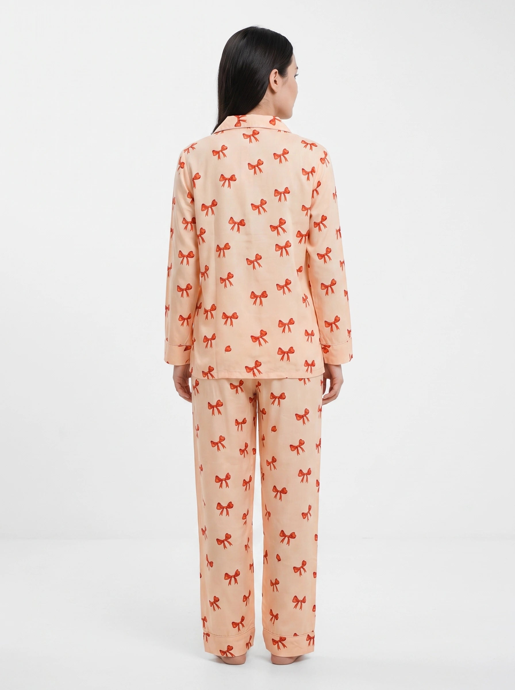 Linen PJ Set - Creamy Bow