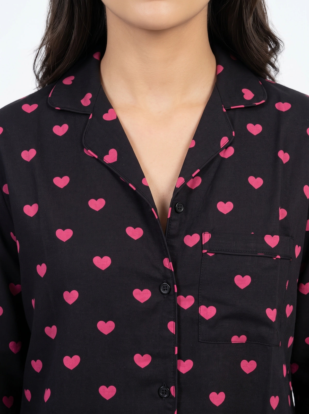 Linen PJ Set - Dark Hearts