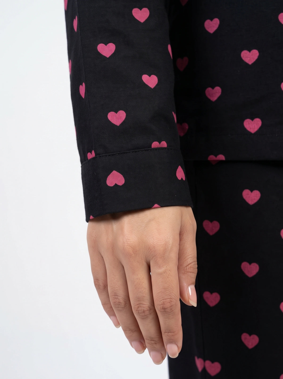 Linen PJ Set - Dark Hearts