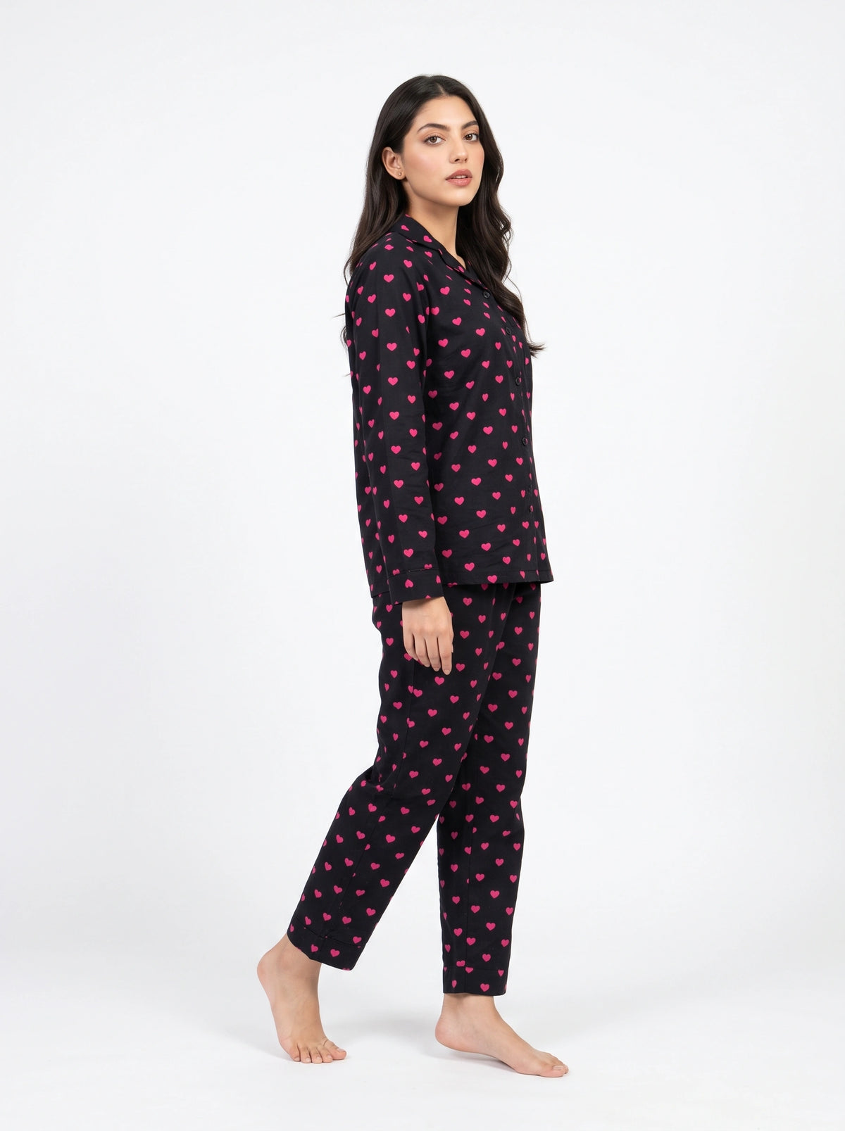 Linen PJ Set - Dark Hearts