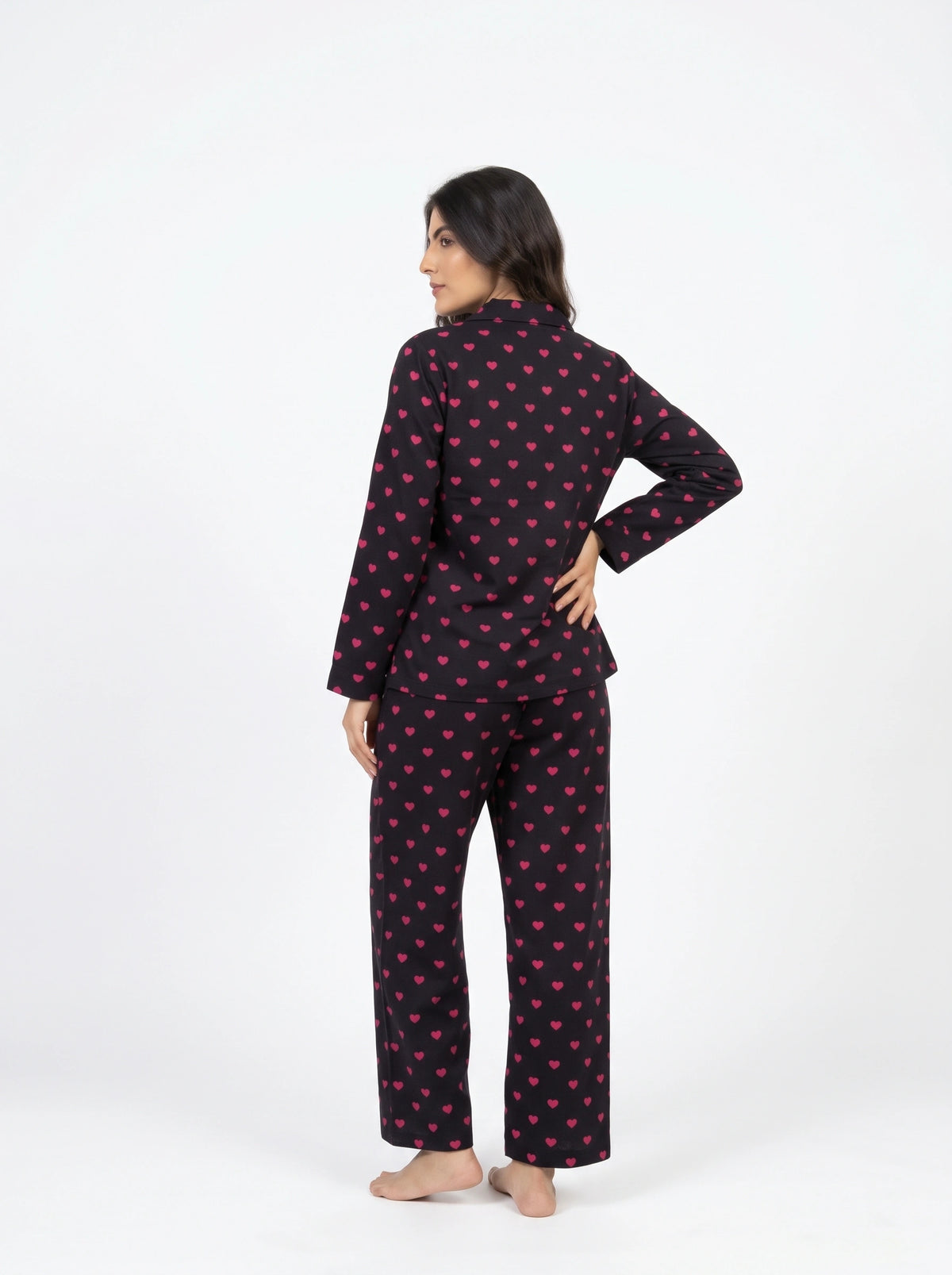 Linen PJ Set - Dark Hearts