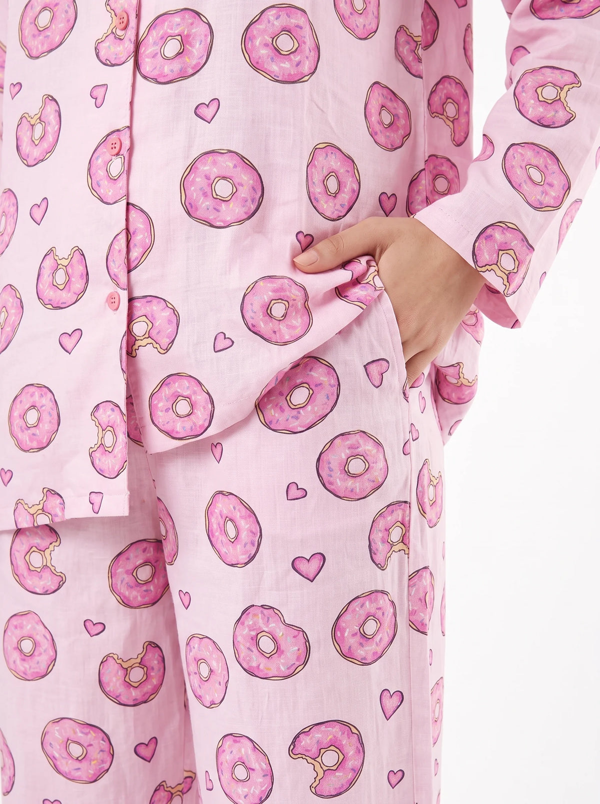 Oversized Linen PJ Set - Donut Blush