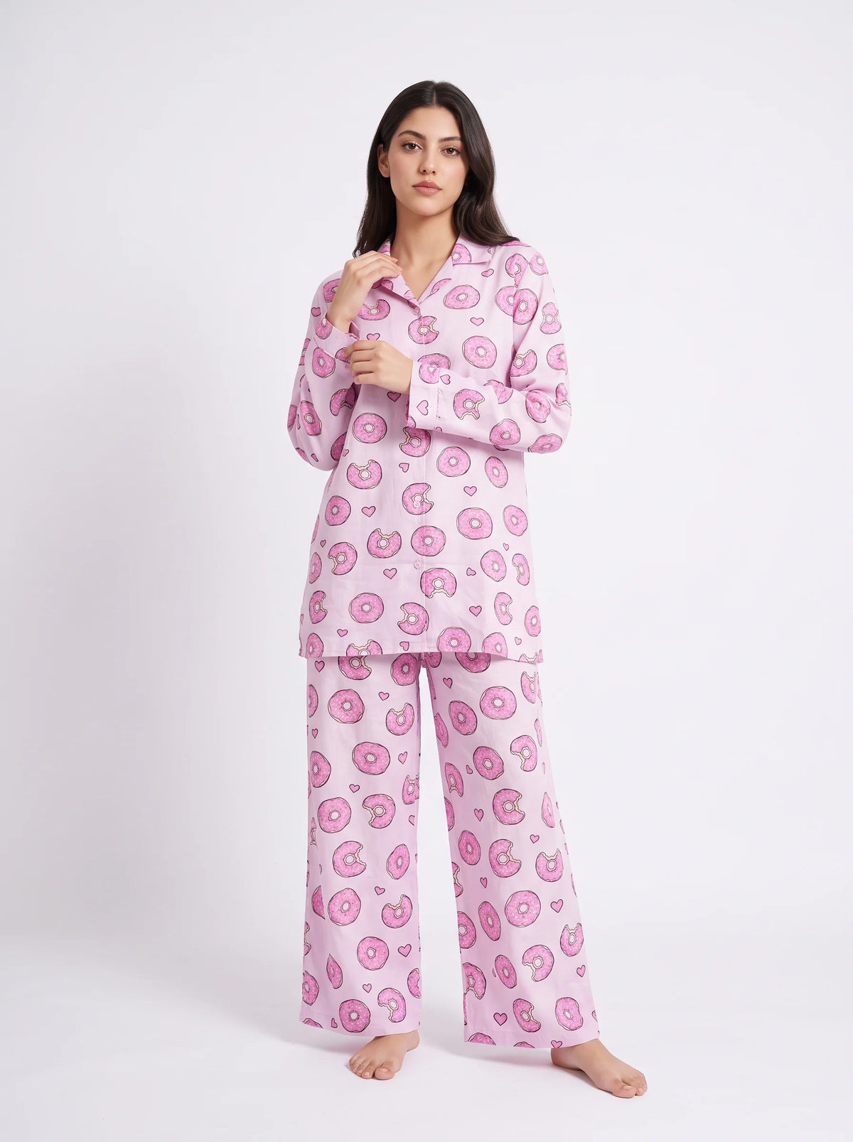 Oversized Linen PJ Set - Donut Blush