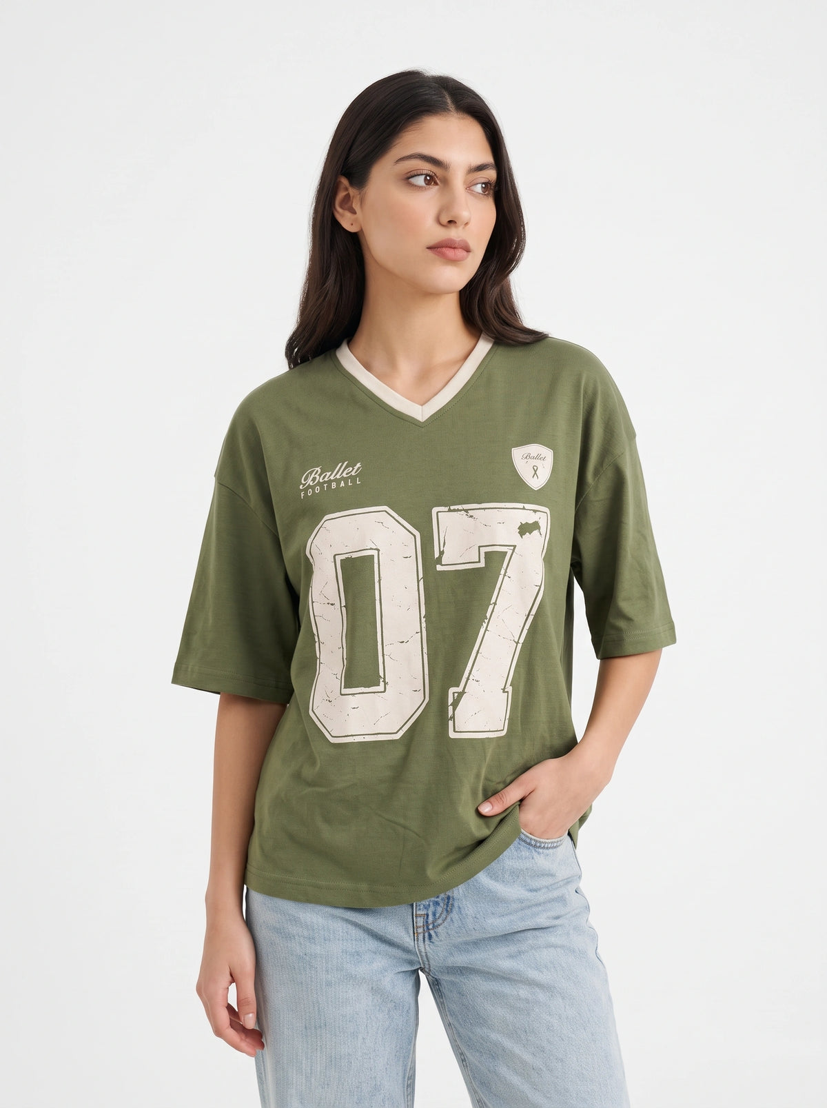 Drop Shoulder Graphic Tee - Ballet