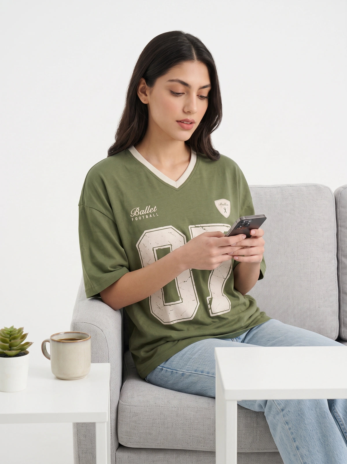 Drop Shoulder Graphic Tee - Ballet