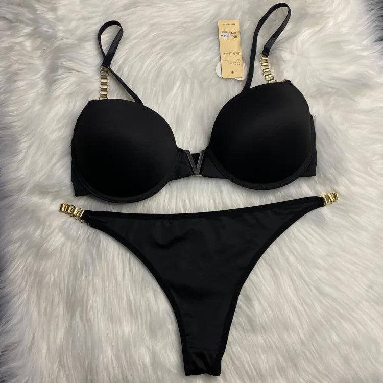 Luci Black Padded Bra and Panty Set