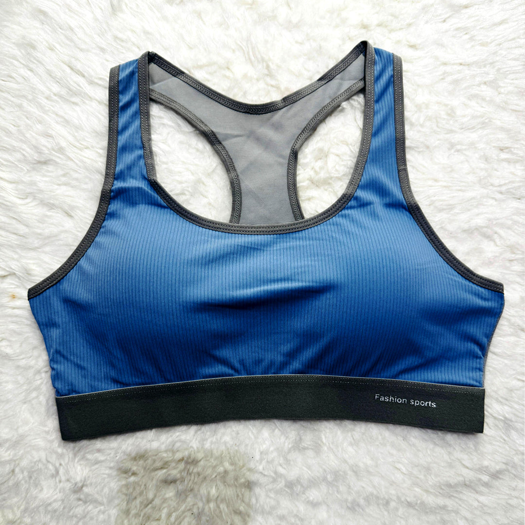 Sajiero Flip Pushup blue color  Sports Bra a premium quality gym br a with elastic br a price in pakistan 