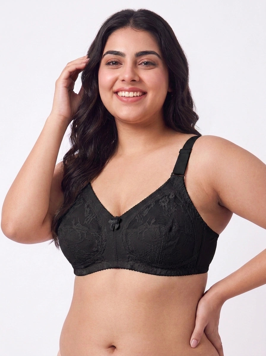 Firm Fit - Non Padded Non Wired Cotton Bra Black