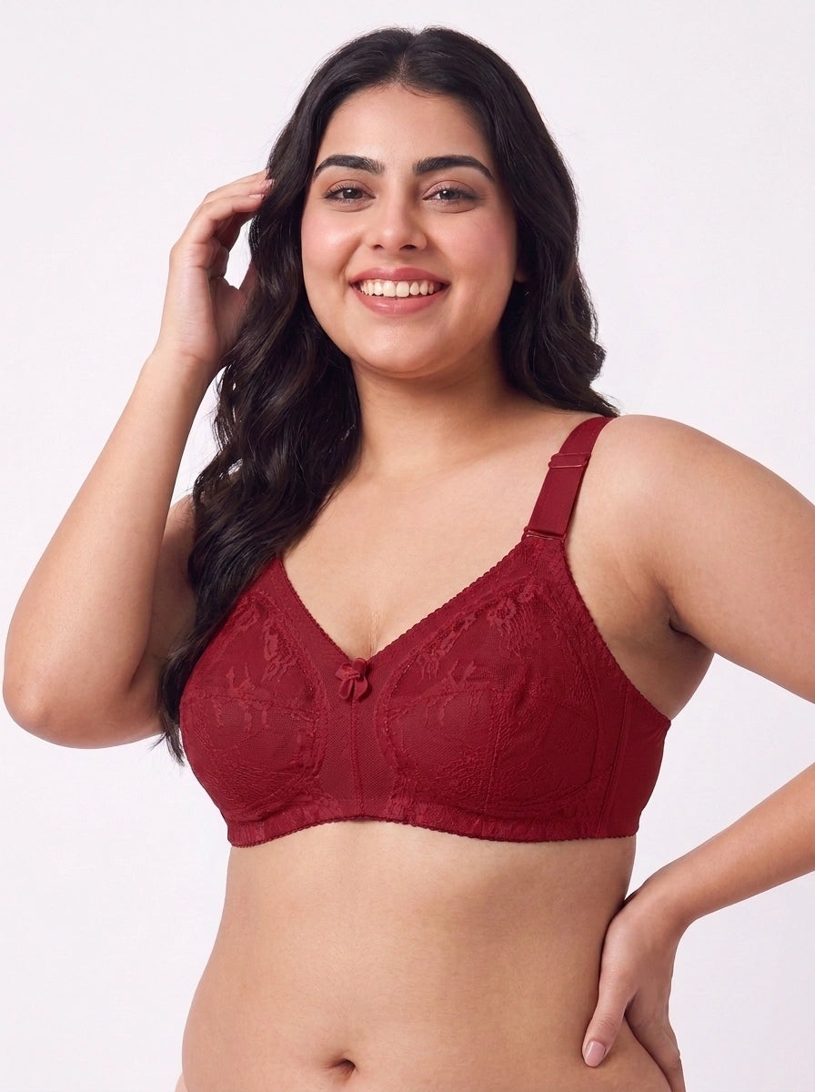 Firm Fit - Non Padded Non Wired Cotton Bra Maroon