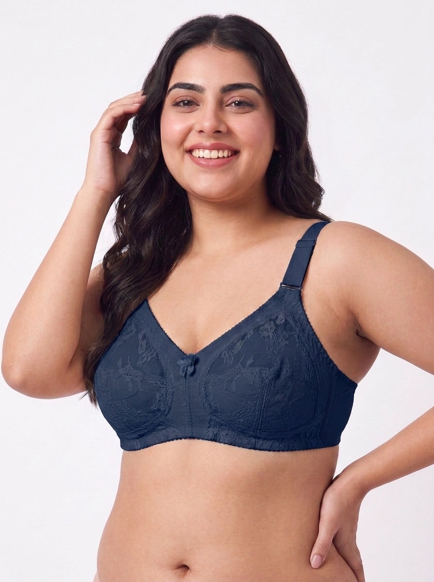Firm Fit - Non Padded Non Wired Cotton Bra Blue