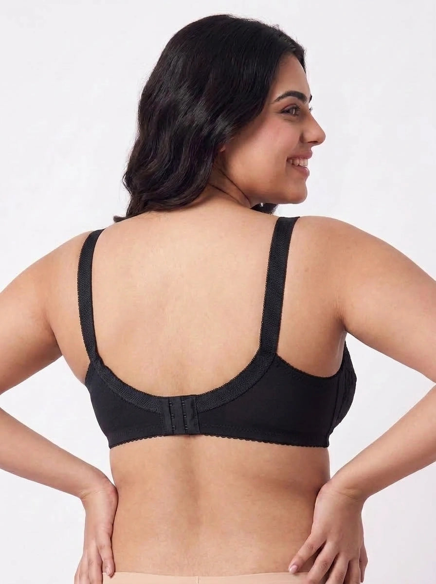 Firm Fit - Non Padded Non Wired Cotton Bra Black