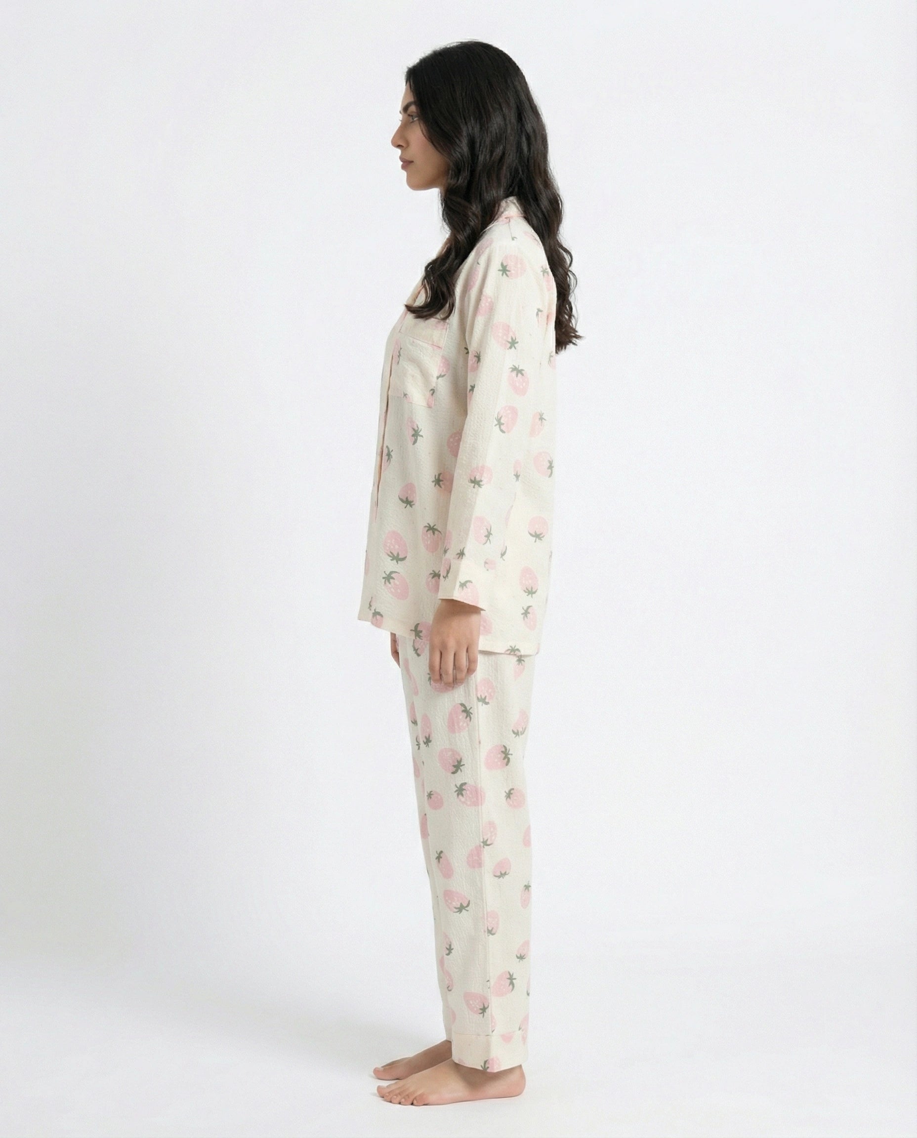 Summer Crinkled Pajama Suit - Juicy Blush