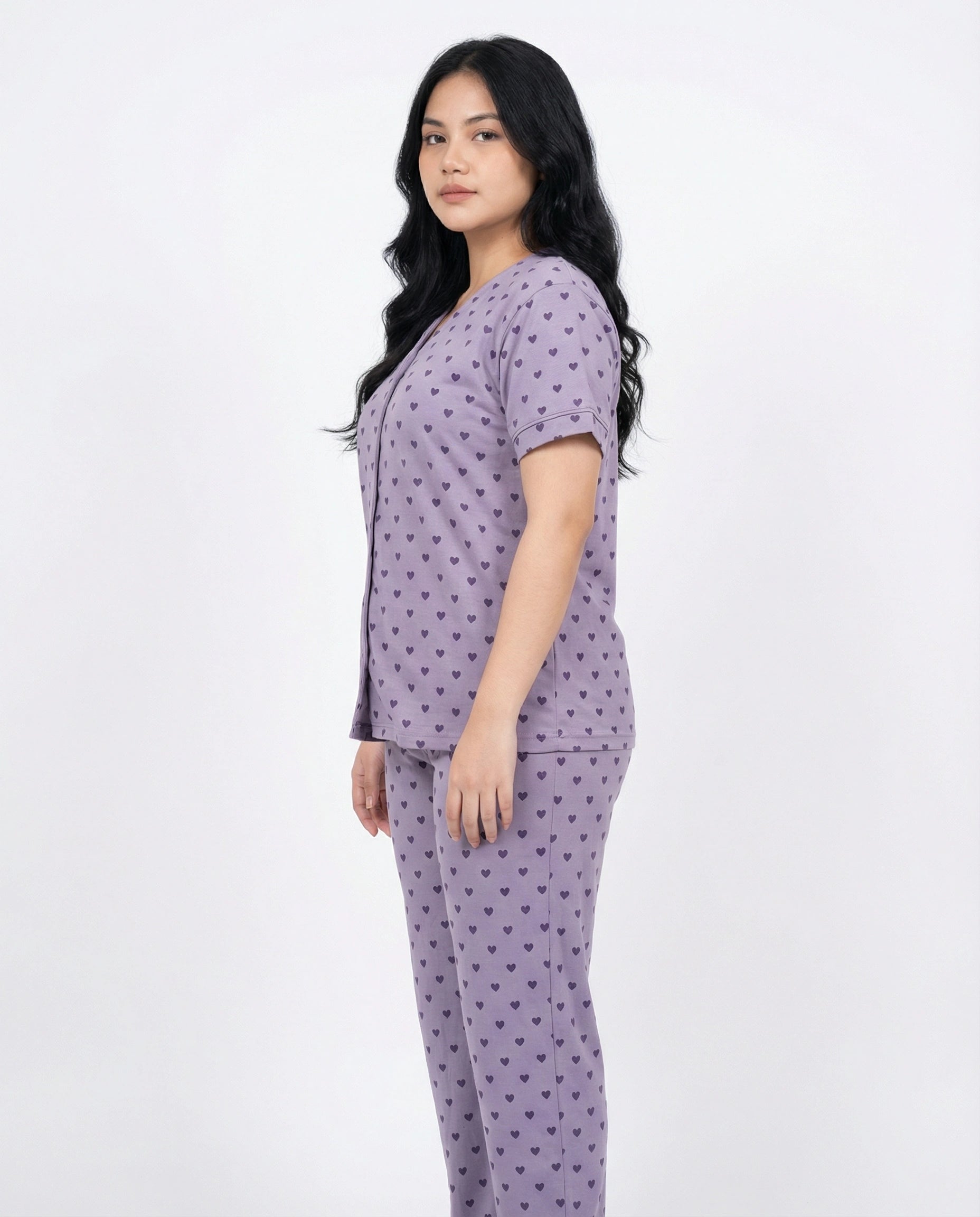 Cotton PJ Set - Heart Bliss - Purple