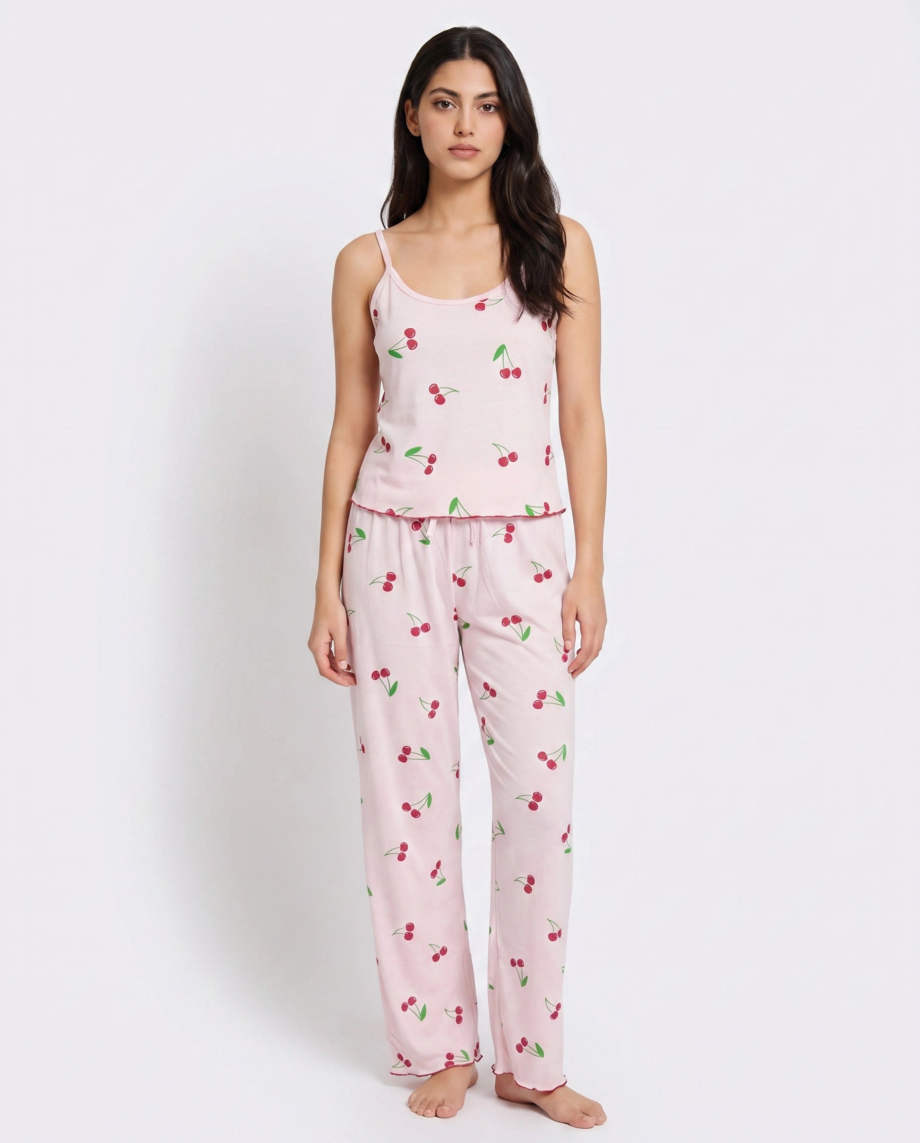 Cotton Sleeveless PJ Set - Cherry Bliss - Pink