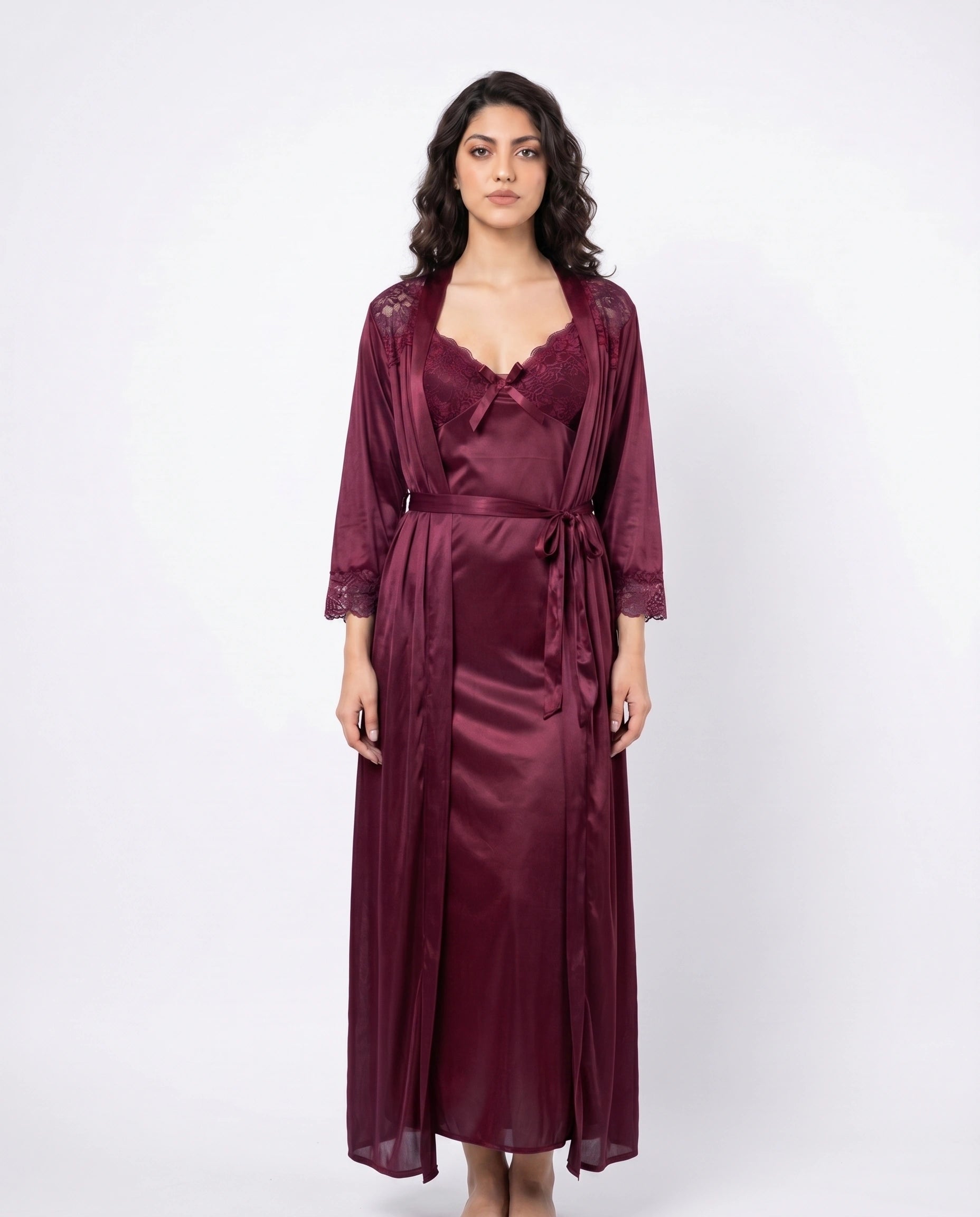 Gown Set - Zavira - Maroon